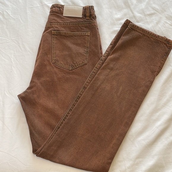 MISSGUIDED Women’s 4R Rust Wash Wrath Split Hem Jeans Straight Street Indie Goth - Picture 1 of 12